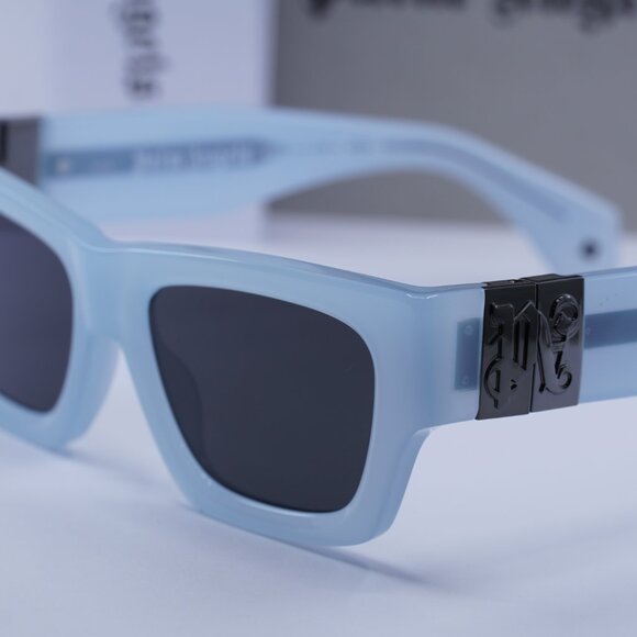 Palm Angels PERI10J MAGNOLIA 4007 Rectangle Sunglasses - Blue/Dark Grey - Picture 3 of 9